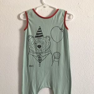 Rags to Raches Party Bear -mint orange tank romper